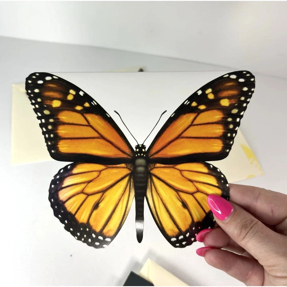 Lot 8 Monarch Butterfly Greeting Cards Blank w/ Envelopes Vivid Photos Garden